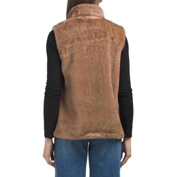 CECE Brown Faux Fur Vest - Picture 2 of 2